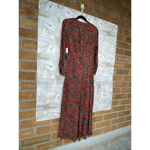 RIXO London Women's Red Katie Paisley Crepe Midi Dress size UK XL USA size 12 - Picture 13 of 13